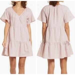 NWT Madewell Linen Lorelei Babydoll Dress Pink Women’s XXL Cottage Core Soft